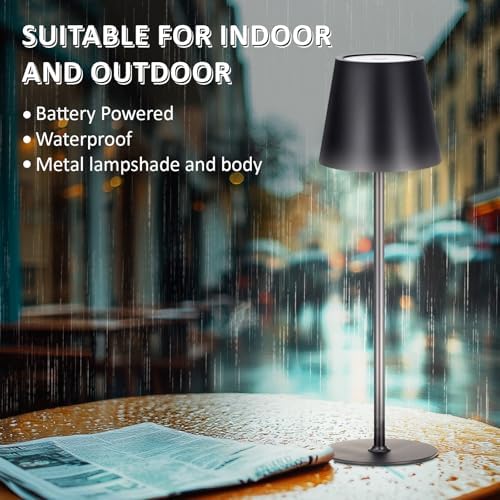 Retisee 2 Pack Cordless Table Lamp Portable Rechargeable Lamp, Black