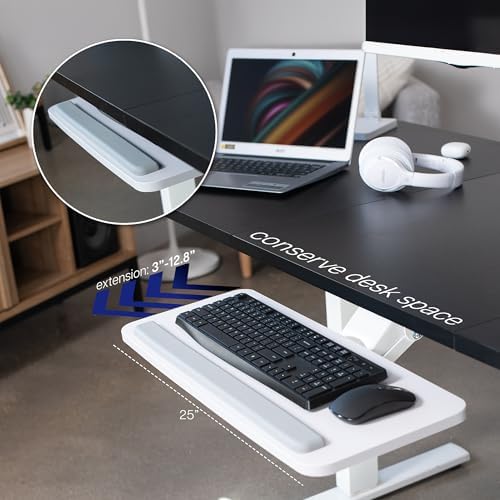 VIVO White Under Desk 25 x 10 in Keyboard Tray, MOUNT-KB03W