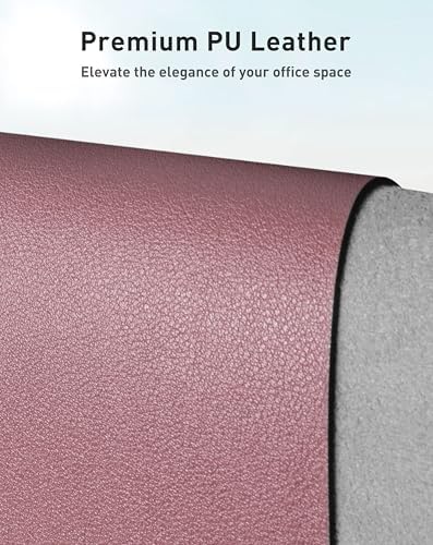 Aothia Faux Leather Desk Mat - Large Mouse Pad, Non-Slip PU Leather Blotter, Waterproof Writing Surface for Office and Home (Dark Pink, 63" x 24")