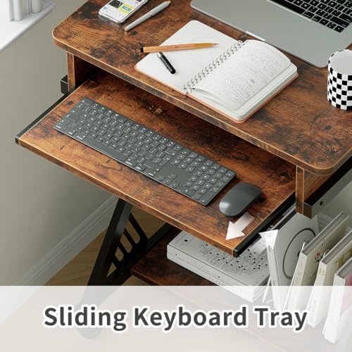 ALISENED Computer Desk for Small Spaces Compact Desk with Keyboard Tray