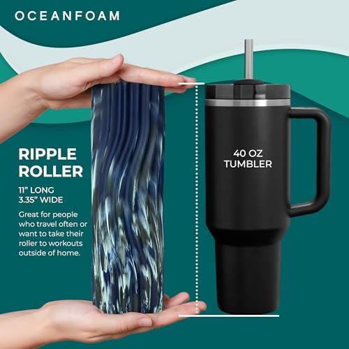 Oceanfoam Ripple Small Foam Roller (Dark Navy, Hunter & Seafoam Marbled)