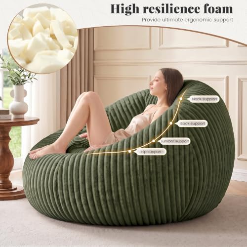Homkdom Bean Bag Chairs for Adults, Giant Bean Bag Sofa with Back Support