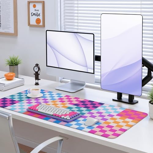 iCasso Desk Matt for Desktop, Cute Desk Pad Mat, Colour Checkered