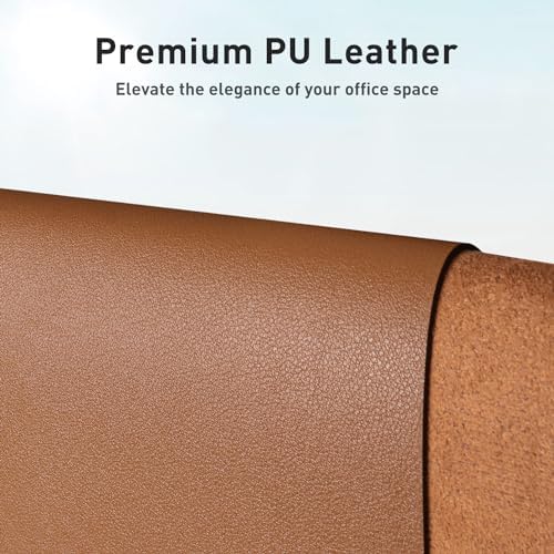 Aothia Faux Leather Desk Mat – Large Mouse Pad, Non-Slip PU Leather Blotter, Waterproof Writing Surface for Office and Home (Brown, 47.2" x 23.6")