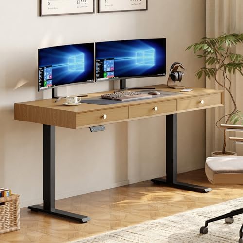 ONBRILL Electric Standing Desk with 3 Drawers, 55x24 Height Adjustable,
