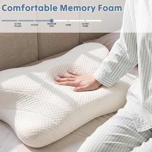 Cervical Neck Pillow, Memory Foam Contour Pillow, Queen