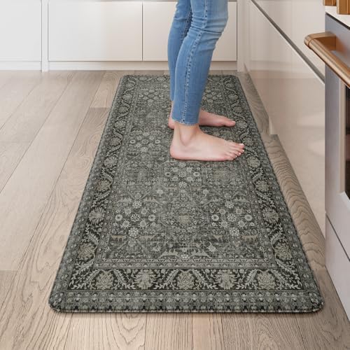 KIMODE Anti Fatigue Kitchen Mat, Cushioned Boho Distressed Kitchen Runner
