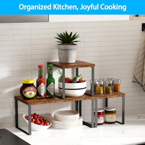 Golener Countertop Shelf, Kitchen Counter Organizer, Adjustable, Stackable