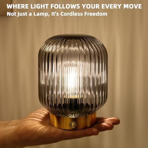 MJ PREMIER Rechargeable Table Lamp, Cordless Lamp with Memory Function,Gray