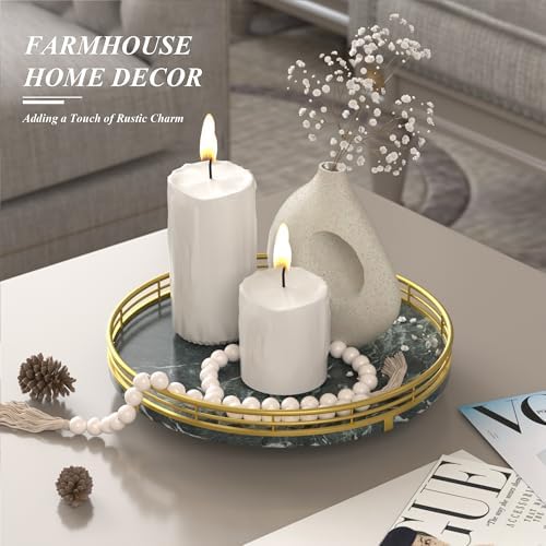 AMH 10-Inch Green Marble Lazy Susan with Gold Frame