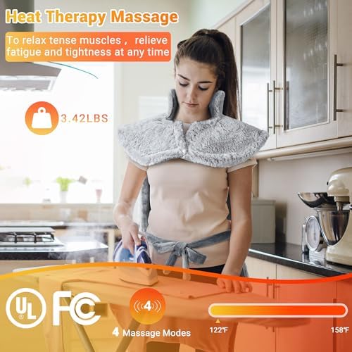 Massaging Heating Pad for Neck and Shoulders and Back Pain Relief
