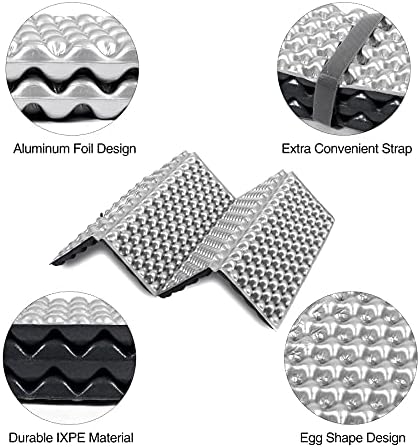 REDCAMP Ultralight Foam Backpacking Sit Pad, Foldable Waterproof Z Hiking Sitting Pad Insulated Stadium Seat Cushion with Strap for Outdoor Camping Picnic, Blue/Black/Yellow