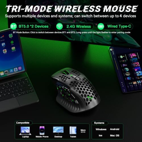 SM809 Pro Tri-Mode MMO Gaming Mouse, 16 Custom Buttons & 24000 DPI