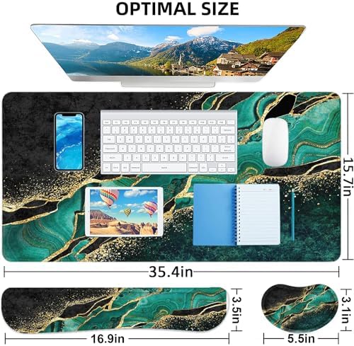 Large Mouse Pad with Wrist Rest, 4-in-1 Wrist Rest for Keyboard and Mouse