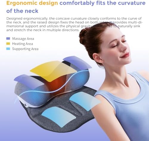 ALPHAY Cervical and Shoulder Massage Pillow, Portable Neck Traction Device, Dynamic Massage, Graphene Heating, Shoulder and Neck Relax Device