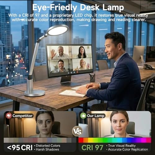 Desk Lamp for Home Office, Eye-Caring Diffused Table Lamp
