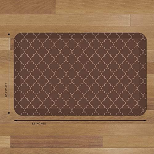 NewLife by GelPro Anti-Fatigue Designer Comfort Kitchen Floor Mat, 20x32”, Trellis Walnut Stain Resistant Surface with 3/4” Thick Ergo-foam Core for Health and Wellness