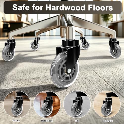 Rubber Caster Wheels Set of 5 – Replacement for Office Chairs