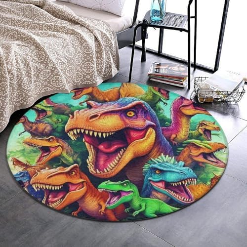 Circular Rugs Large Modern Round Area Rug Fashion Decor Mat for Home Office Dinosaurs