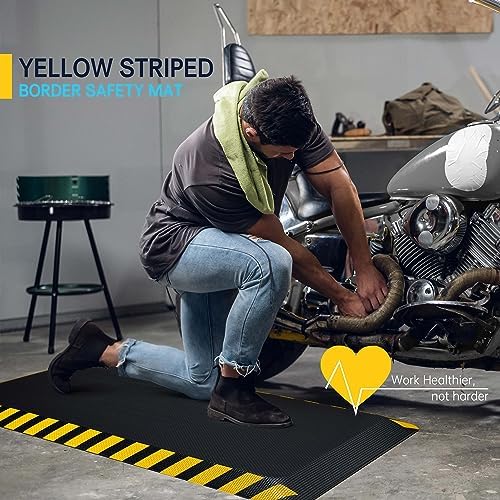 FEATOL Anti Fatigue Mat Industrial, Ergonomic Standing Floor Mat for Work for Stand -Safety Support for Leg & Back Pain(Yellow Border, 17" x 24", 1PC)