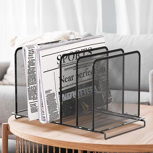 Simple Houseware Expandable 5 Section Upright File Sorter Organizer, Black