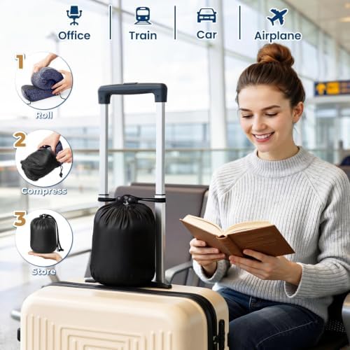ExploreBliss Travel Pillow, Neck Pillow Airplane, Mottled Blue