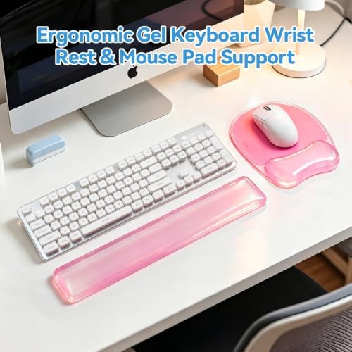 Gel Wrist Rest for Keyboard,Clear Keyboard Wrist Rest and Gel Mouse Pad Set