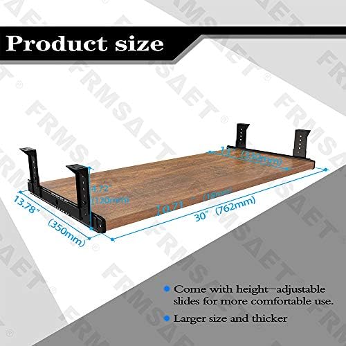 FRMSAET Under Desk 20/24/30 inch Keyboard Drawer Platform (30 in, Brown)