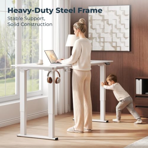 71x31'' Large 4 Leg Dual Motor White Standing Desk for Home Office
