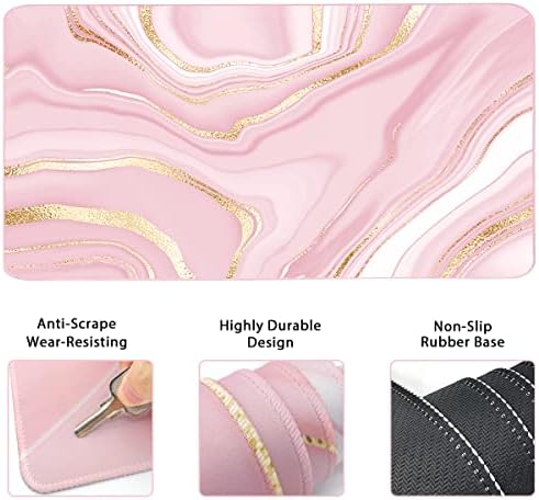4-in-1 Gaming Mouse Pad Wrist Support Set，Desk Pad + Mouse Pad with Wrist Rest + Keyboard Wrist Rest + Coaster, Ergonomic Design for Home Office Study Game - Pink Fluid