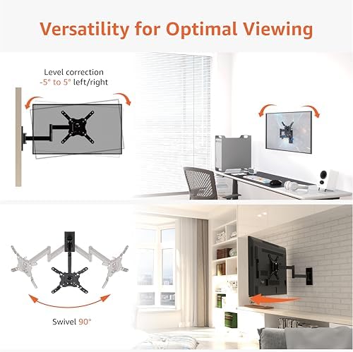 Amazon Basics Full Motion Articulating TV Wall Mount with Tilt Swivel, Extends 16 inches, VESA 200x200, for 12" to 40" TVs, 40 lbs, Black