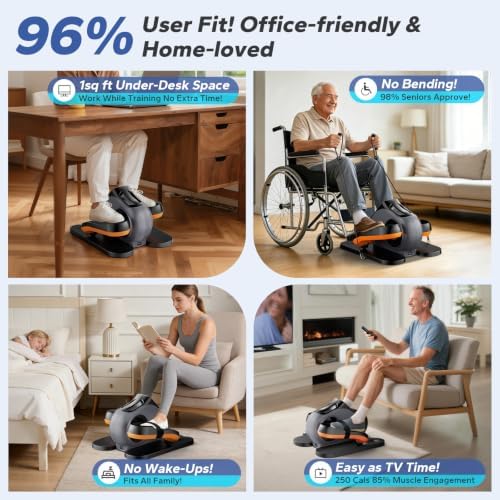 Under Desk Elliptical Machine, Ellipse Leg Exerciser As Seen On Tv While Sitting for Seniors, Pedal Exerciser with 15 Level Adjustable Resistance & 5 Auto Mode Fully Assembled Home Office