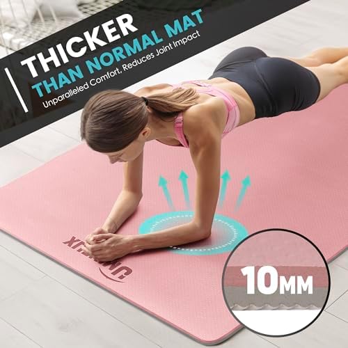 UMINEUX Large Yoga Mat for Men and Women 1/4 & 2/5 Inch Extra Thick TPE Fitness Mat for Home Gym Workout, Non-Slip, Eco Friendly Exercise Mat for Yoga, Pilates, Stretching, Meditation