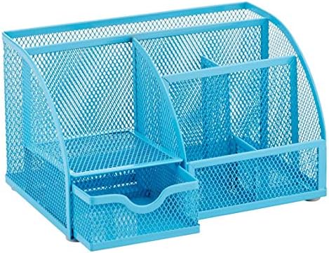 Annova Desk Organizer Wire Mesh 3 Tier Sliding Drawers Paper Sorter/Multifunctional/Premium Solid Construction for Letters, Documents, Mail, Files, Paper, Kids' Art Supplies (Blue)
