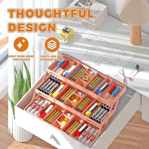 3 Tier Drawer Organizer Versatile Expandable Junk Drawer Organizer Pink