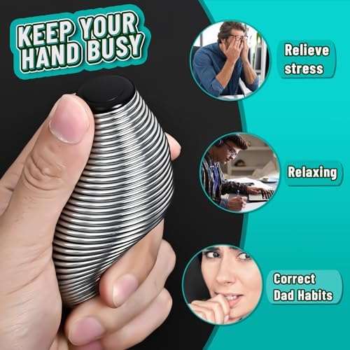 CHESLICR Metal Fidget Spring Toys, Adults 20LB Stainless Steel Stress Ball Cool Gadget Office Desk Silent ADHD Anxiety Relief Item Stocking Stuffer Gift for Teen Boy Men