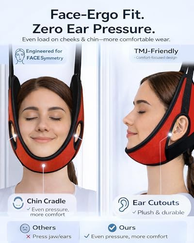 Upgraded Over-The-Door Cervical Neck Traction Device – Portable Adjustable Neck Stretcher for Neck Pain Relief, Spine Alignment & Posture Correction, Home Physical Therapy Kit, 330 lbs Support (Red)
