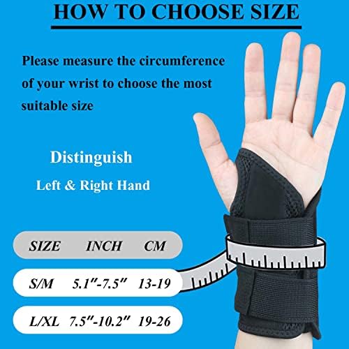 Carpal Tunnel Wrist Brace, Adjustable Wrist Support Brace, Night Wrist Sleep Supports Splints Arm Stabilizer (Left Hand, L/XL, Black)