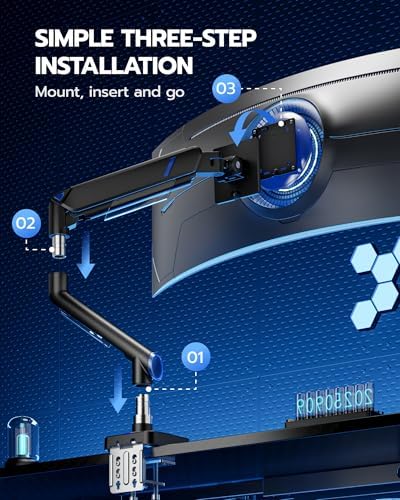 ARES WING 17-49 Inch Monitor Arm Ultrawide Single Monitor Mount, Black