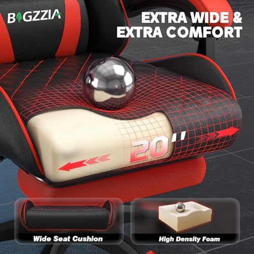 Bigzzia Gaming Chair with Footrest, Comfortable Gamer Chairs Red
