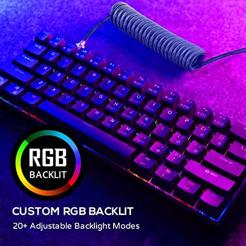RK ROYAL KLUDGE RK61 60% Wireless Mechanical Keyboard w/Coiled Cable, Black