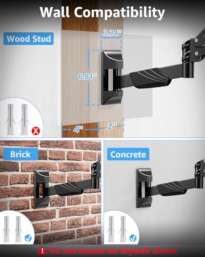MOUNTUP Monitor Wall Mount for 22-43 Inch Curved Screens, Holds 2.2 to 33.1 lbs, Ultrawide Computer Monitor Wall Mount, Heavy Duty Wall Monitors Arm, 75x75 mm to 200x200 mm Vesa Mounts