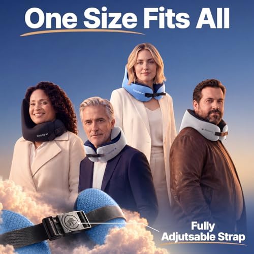 ComfyNap® Versatile Travel Neck Pillow for Airplane [Patented], 9 Positions in 3 Techniques, Plane Pillow with Pure Memory Foam, Travel Pillow with HeadRest Flight Sleep, Travel Essential - Zeus
