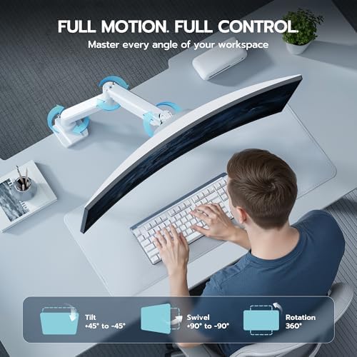 Heavy Duty Single Monitor Mount for 13"-49" Curved Screens, White