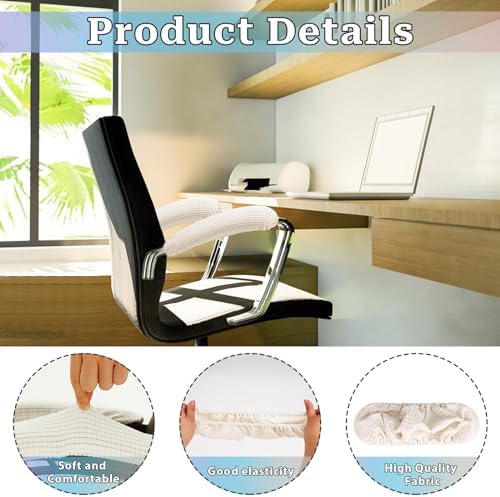 Office Chair Armrest Covers, 2Pcs Office Removable Arm Rest Covering, Elastic Chair Armrest Covers, Office Seat Hand Rest Protector, Arm Covers Protectors for Office Chair(Beige)
