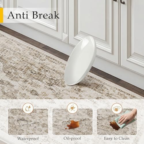 Anti Fatigue Brown Neutral Non-Slip Kitchen Mat 2 Piece