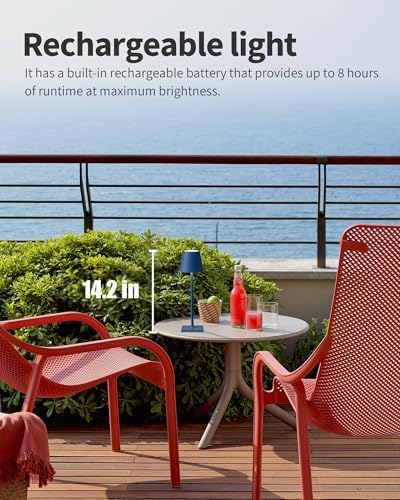 KDG 2 Pack Cordless Blue Table Lamps, Rechargeable Portable LED Desk Lamps