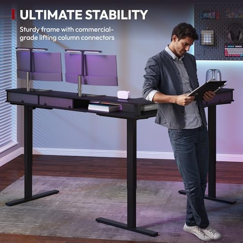 SANODESK 63x55 Electric L-Shaped Corner Standing Desk with 4 Drawers