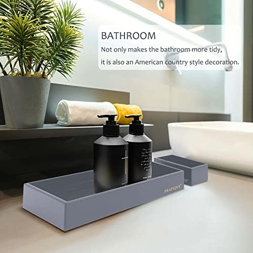 PRATIQUE Bamboo Drawer Organizer - Kitchen Utensil Organizer Silverware Tray Cutlery Holder，Office Desk Supplies and Accessories,8.9 * 5.9 * 2.6,Grey