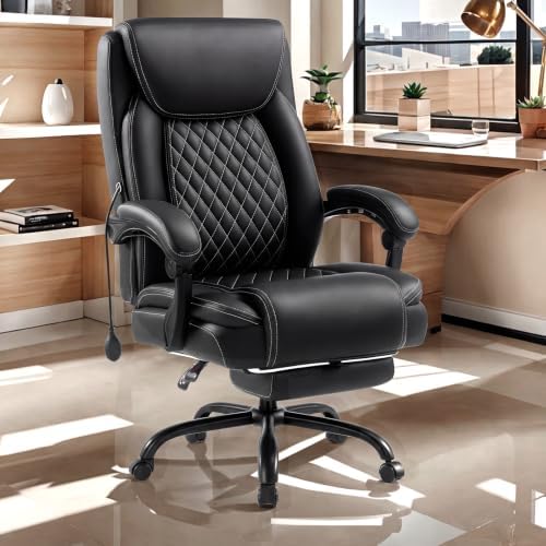 Reclining Office Chair with Foot rest,Comfy Desk Chair with Lumbar Support